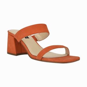 Nine West Galvin Block Heel Slides - Orange - Ireland (IO6745183)